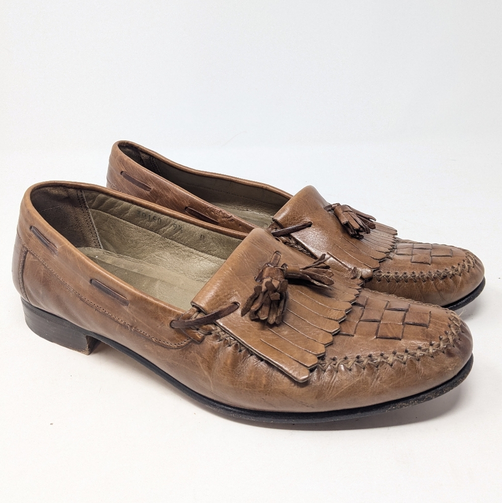 Florsheim Designer Collection Tassel Loafers Slip On Shoes  Brown Leather Sz 9.5